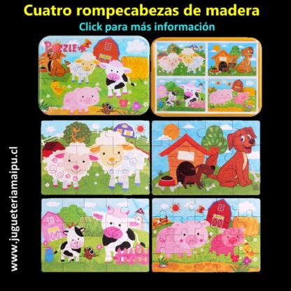 Caja con cuatro rompecabezas - Granja