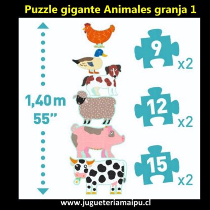 Puzzle gigante animales granja 1 - Imagen 2