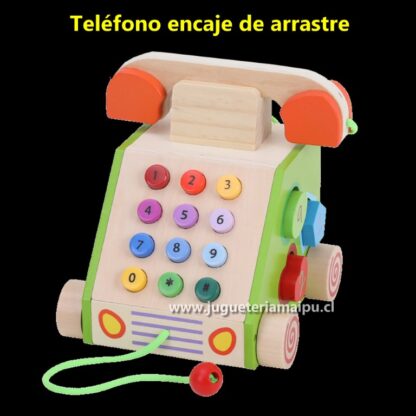 Teléfono encaje de arrastre madera - Imagen 3