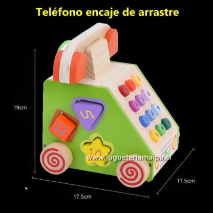 Teléfono encaje de arrastre madera - Imagen 2