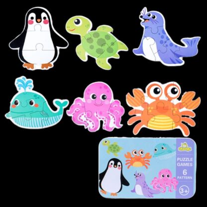Caja metal seis puzzles - Mar